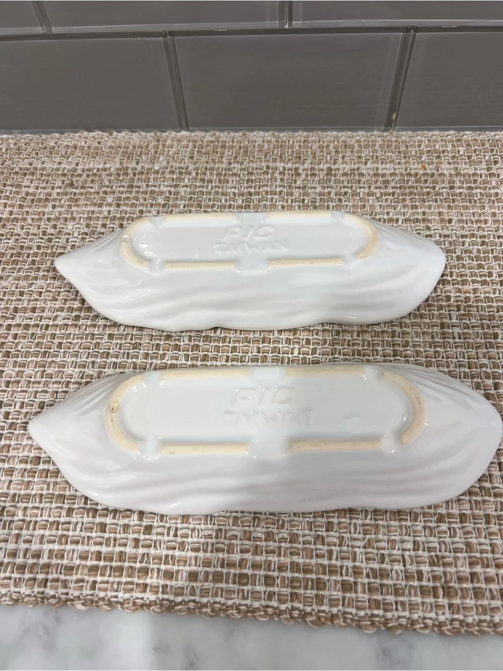 Vintage White Ceramic Corn-Shaped Serving Dishes - Set of 2